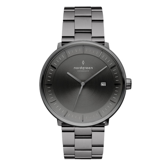 Nordgreen Philosopher 3-Link Strap 40mm Gun Metal Brushed Metal Dial Watch