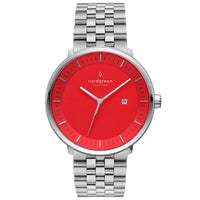 Analogue Watch - Nordgreen Philosopher 5-Link Strap 36mm Bright Red Dial Watch