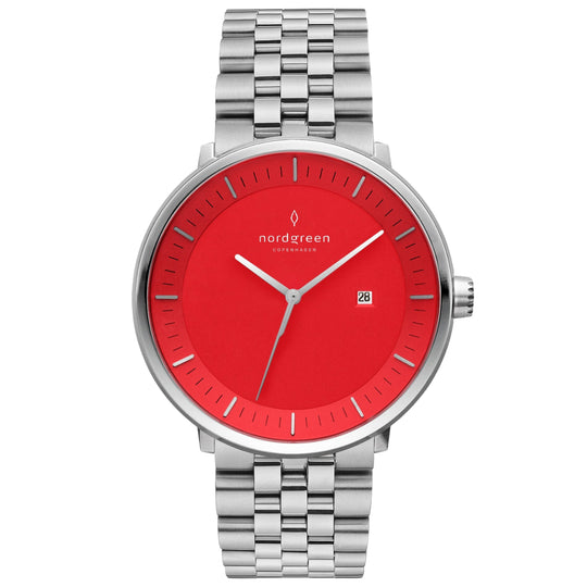 Nordgreen Philosopher 5-Link Strap 36mm Bright Red Dial Watch