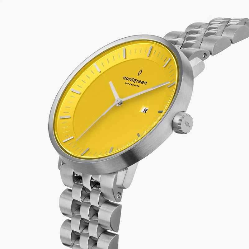 Analogue Watch - Nordgreen Philosopher 5-Link Strap 36mm Bright Yellow Watch