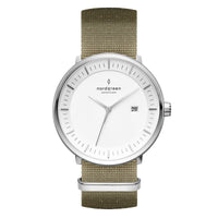 Analogue Watch - Nordgreen Philosopher Army Green Nylon 36mm Silver Case Watch