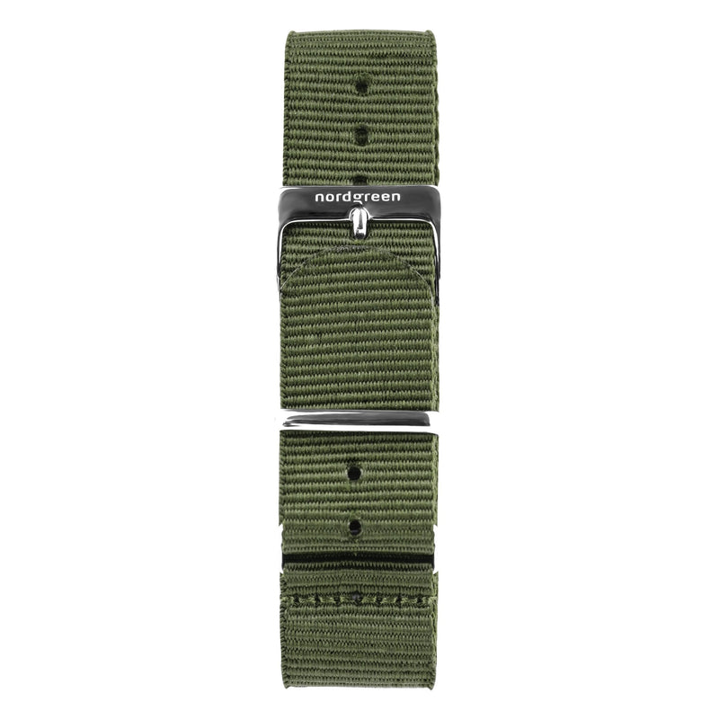 Analogue Watch - Nordgreen Philosopher Army Green Nylon 36mm Silver Case Watch