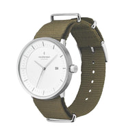 Analogue Watch - Nordgreen Philosopher Army Green Nylon 36mm Silver Case Watch