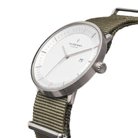 Analogue Watch - Nordgreen Philosopher Army Green Nylon 36mm Silver Case Watch