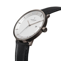 Analogue Watch - Nordgreen Philosopher Black Leather 36mm Gun Metal Case Watch