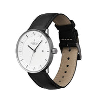 Analogue Watch - Nordgreen Philosopher Black Leather 36mm Gun Metal Case Watch