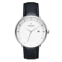 Analogue Watch - Nordgreen Philosopher Black Leather 36mm Silver Case Watch