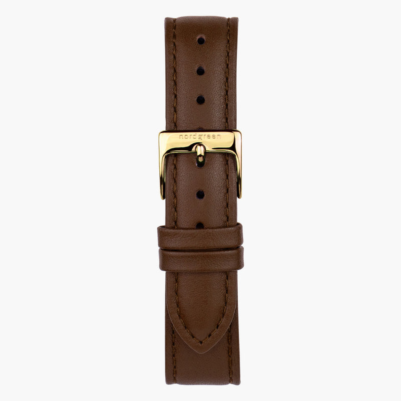 Analogue Watch - Nordgreen Philosopher Brown Leather 36mm Gold Brushed Metal Dial Watch
