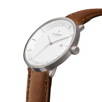Analogue Watch - Nordgreen Philosopher Brown Leather 36mm Silver Case Watch