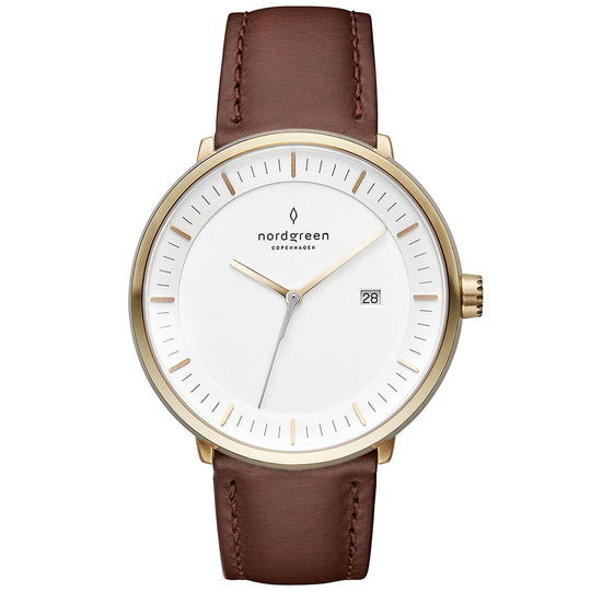 Nordgreen Philosopher Dark Brown 36mm Gold Case Watch