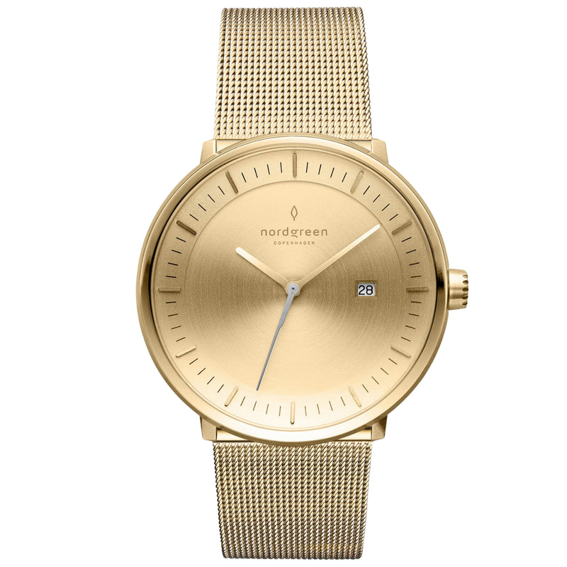 Analogue Watch - Nordgreen Philosopher Gold Mesh 36mm Gold Brushed Metal Dial Watch