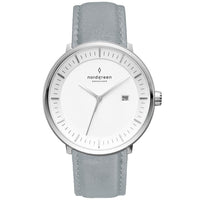 Analogue Watch - Nordgreen Philosopher Grey Leather 36mm Silver Case Watch