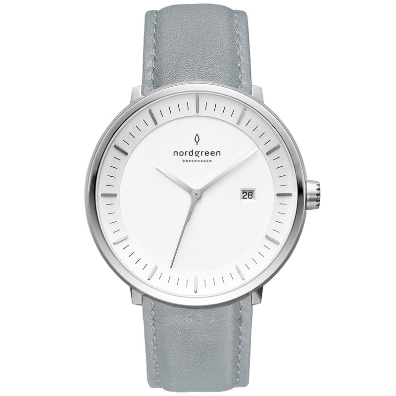 Analogue Watch - Nordgreen Philosopher Grey Leather 36mm Silver Case Watch