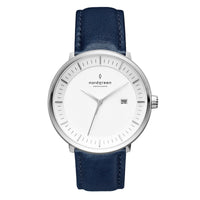 Analogue Watch - Nordgreen Philosopher Navy Leather 36mm Silver Case Watch