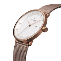 Analogue Watch - Nordgreen Philosopher Rose Gold Mesh 36mm Gun Metal Case Watch