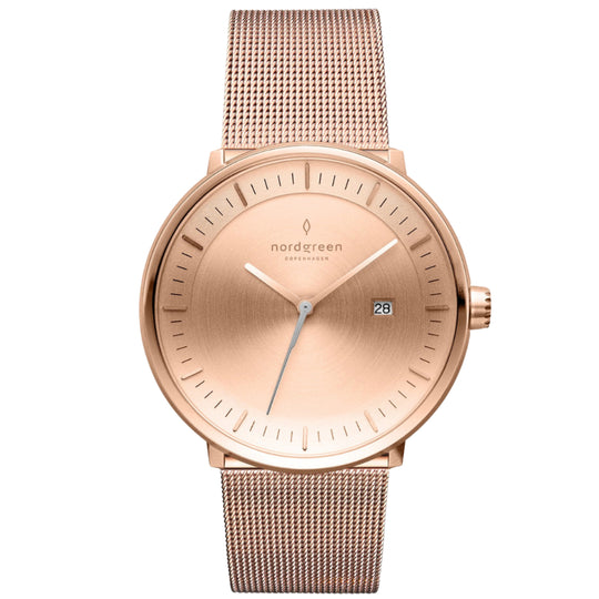 Nordgreen Philosopher  Rose Gold Mesh 36mm Rose Gold Brushed Metal Dial Watch