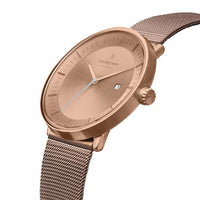 Analogue Watch - Nordgreen Philosopher  Rose Gold Mesh 36mm Rose Gold Brushed Metal Dial Watch