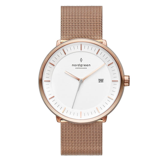 Nordgreen Philosopher Rose Gold Mesh 40mm Rose Gold Case Watch