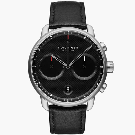 Nordgreen Pioneer Black Leather 42mm Black Case Watch