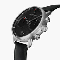 Analogue Watch - Nordgreen Pioneer Black Leather 42mm Black Case Watch