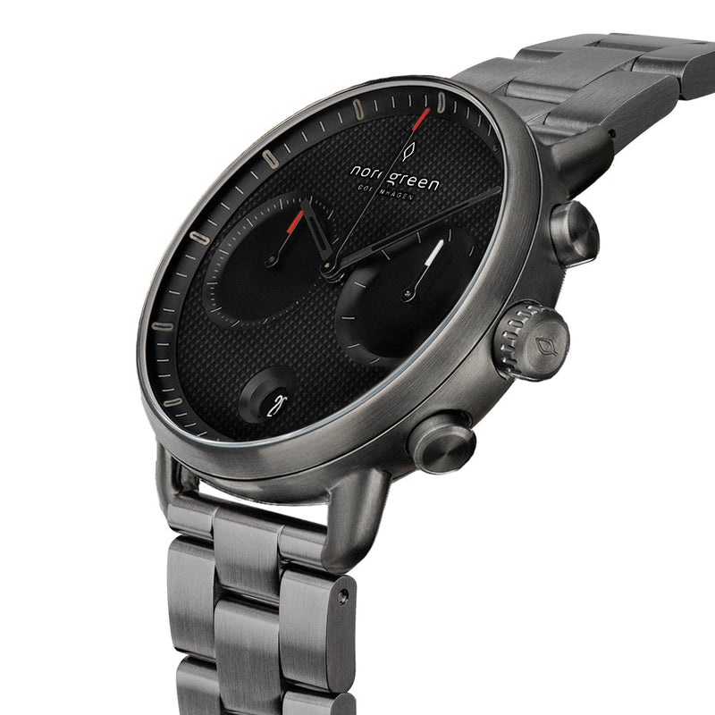 Analogue Watch - Nordgreen Pioneer Gun Metal Stainless Steel 42mm Black Case Watch