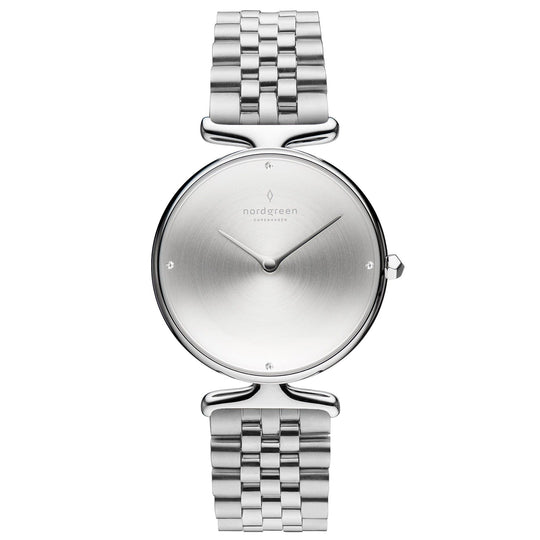 Nordgreen Unika Silver Stainless Steel 28mm Silver Case Watch