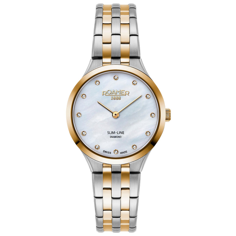 Analogue Watch - Roamer 512847 47 89 20 Slim-Line Classic Ladies Two-Tone Rose Gold Watch