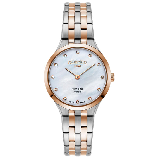 Roamer 512847 49 89 20 Slim-Line Classic Ladies Two-Tone Rose Gold Watch