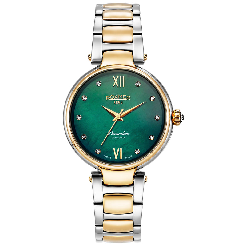 Analogue Watch - Roamer 857847 47 79 50 Dreamline Ladies Two-Tone Rose Gold Watch