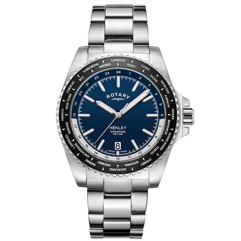 Rotary Henley World Timer Men s Blue Watch GB05370 88 from WatchPilot