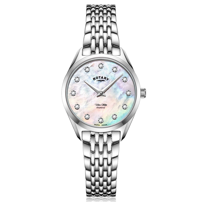 Analogue Watch - Rotary Ultra Slim Ladies White Watch LB08010/07/D
