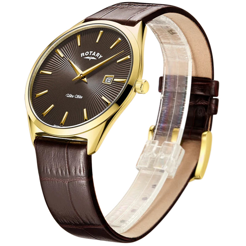 Analogue Watch - Rotary Ultra Slim Men's Brown Watch GS08013/49