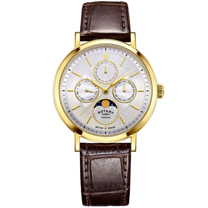 Rotary Windsor Moon-Phase Men's Brown Watch GS05428/06 from