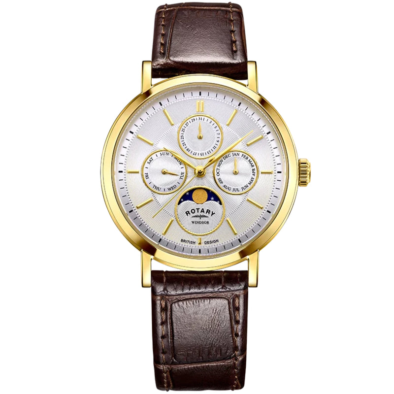 Analogue Watch - Rotary Windsor Moon-Phase  Men's Brown Watch GS05428/06