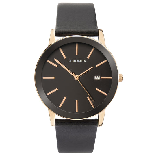 Sekonda 1837 Men's Black Leather Watch