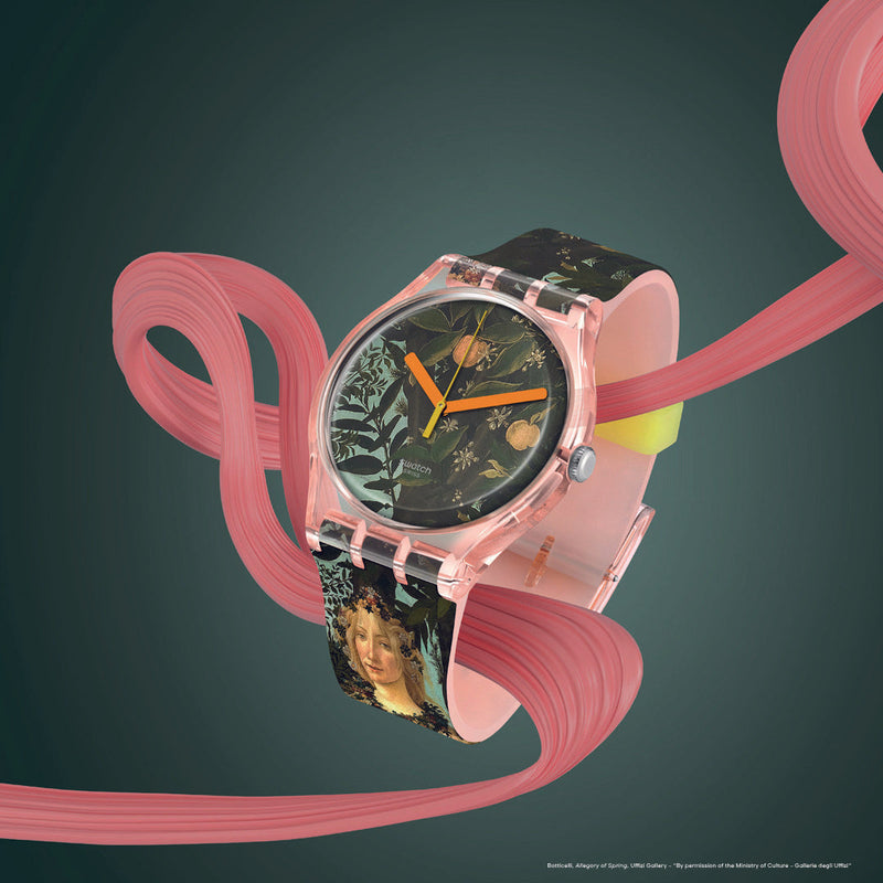 Analogue Watch - Swatch Allegoria Della Primavera By Botticelli Men's Swatch Green Watch SUOZ357