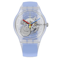 Analogue Watch - Swatch Clearly Blue Striped Ladies Watch SUOK156