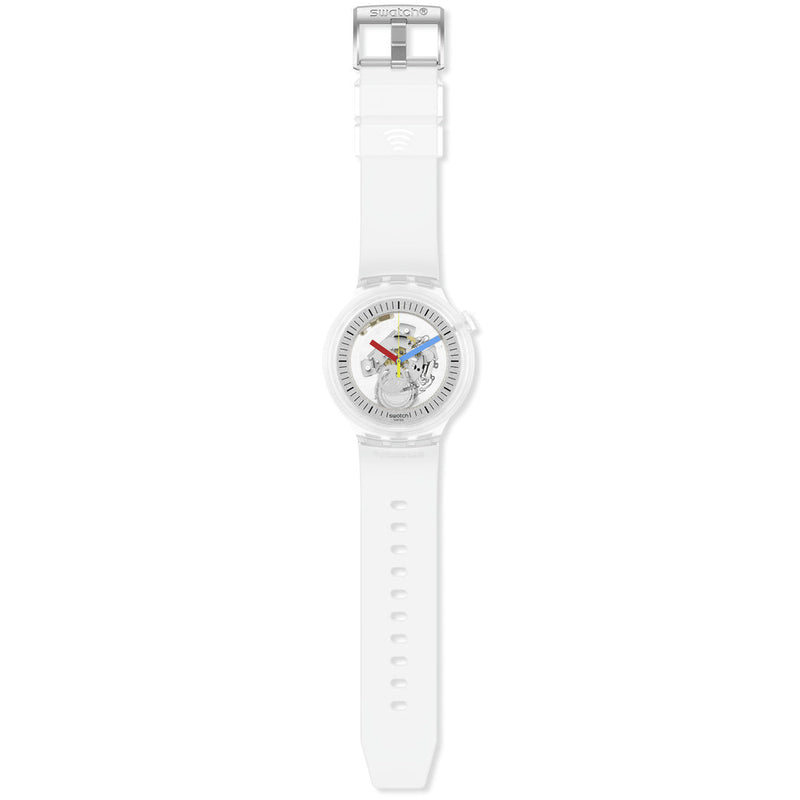 Analogue Watch - Swatch Clearly Pay! Ladies White Watch SB01K102-5300