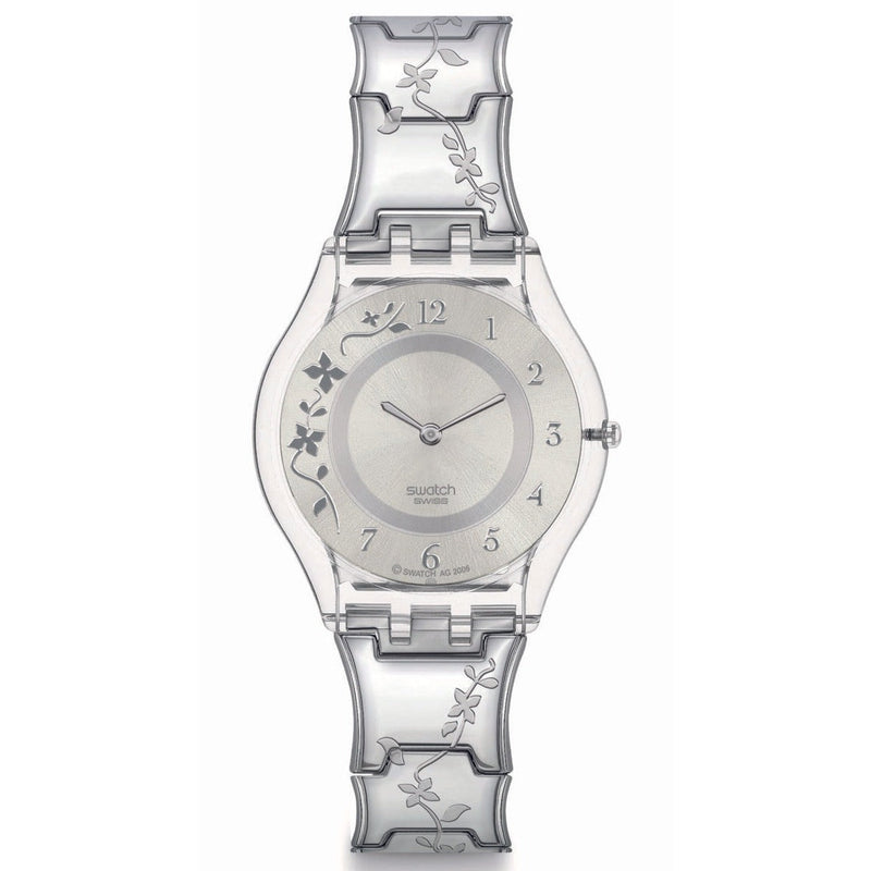 Analogue Watch - Swatch Climber Flowery Again Ladies Silver Watch SS08K100G