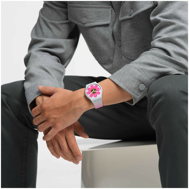 Analogue Watch - Swatch Flower Hour Bioceramic New Season Women's Pink Watch SO32M104