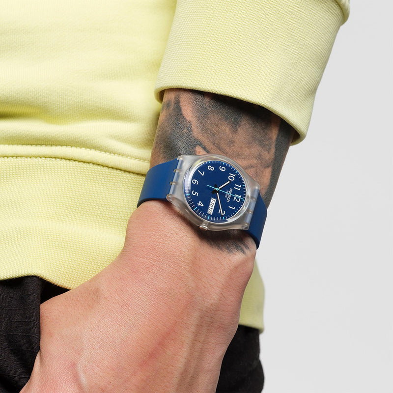 Analogue Watch - Swatch Rinse Repeat Navy Core Collection Unisex Blue Watch GE725