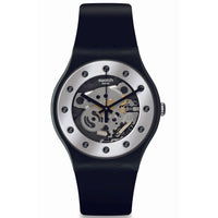 Analogue Watch - Swatch Silver Glam Again Men's Black Watch SO29B109