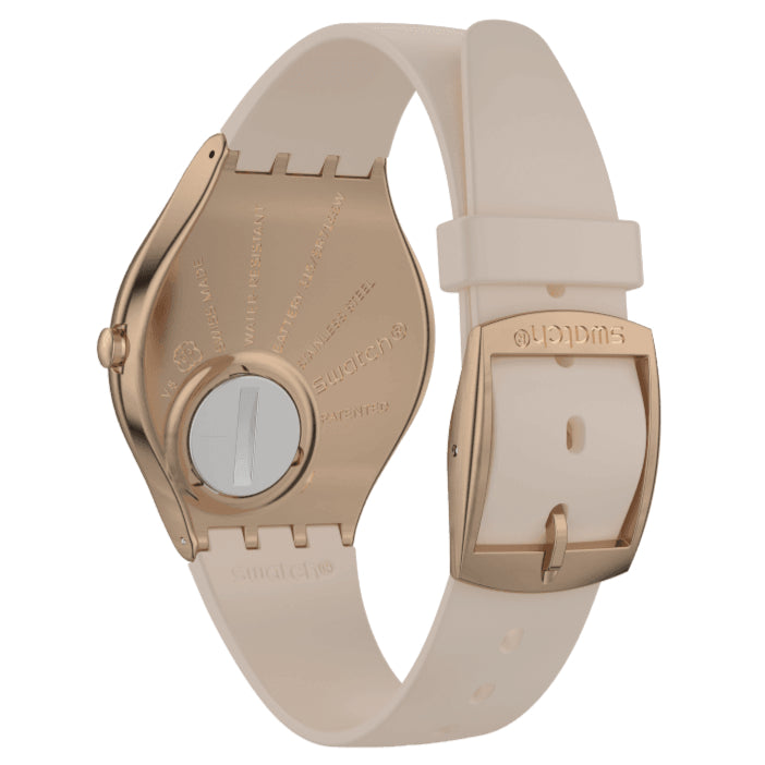 Analogue Watch - Swatch Skinrosee Core Collection Skin And Irony Women's Beige Watch SYXG101