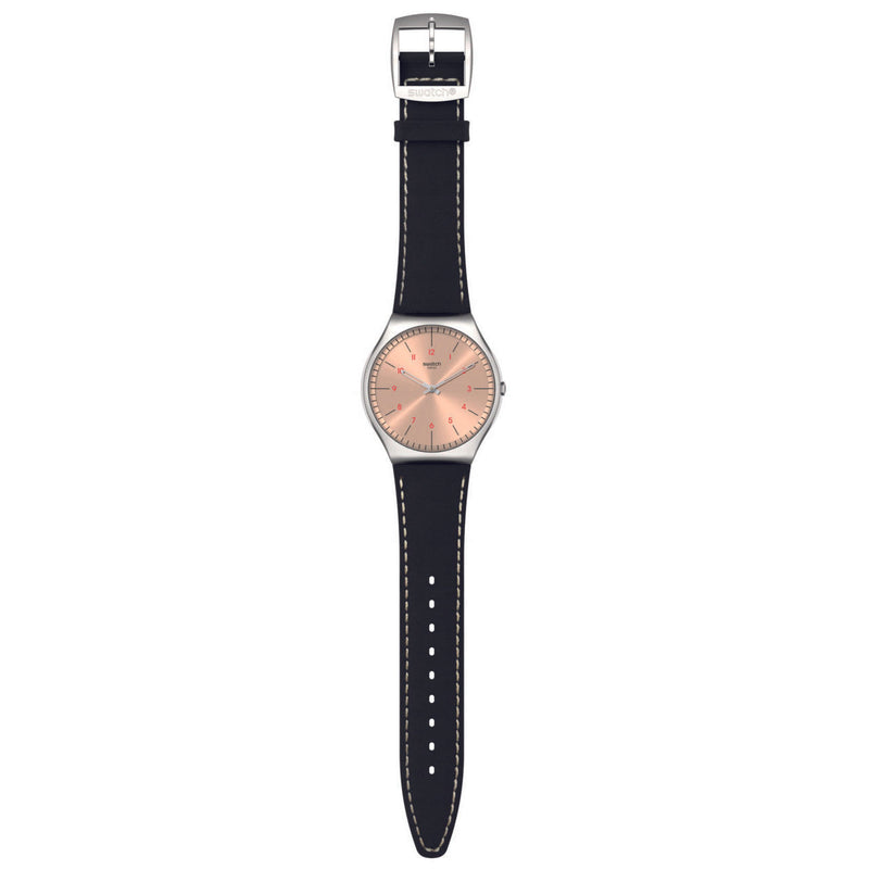 Analogue Watch - Swatch Smart Stitch Core Collection Skin And Irony Men's Black Watch SS07S118