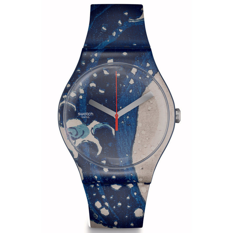 Analogue Watch - Swatch The Great Wave By Hokusai & Astrolabe Men's Swatch Blue Watch SUOZ351