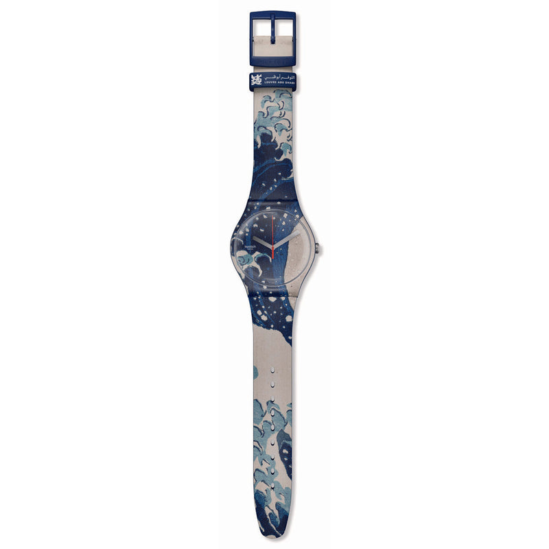 Analogue Watch - Swatch The Great Wave By Hokusai & Astrolabe Men's Swatch Blue Watch SUOZ351