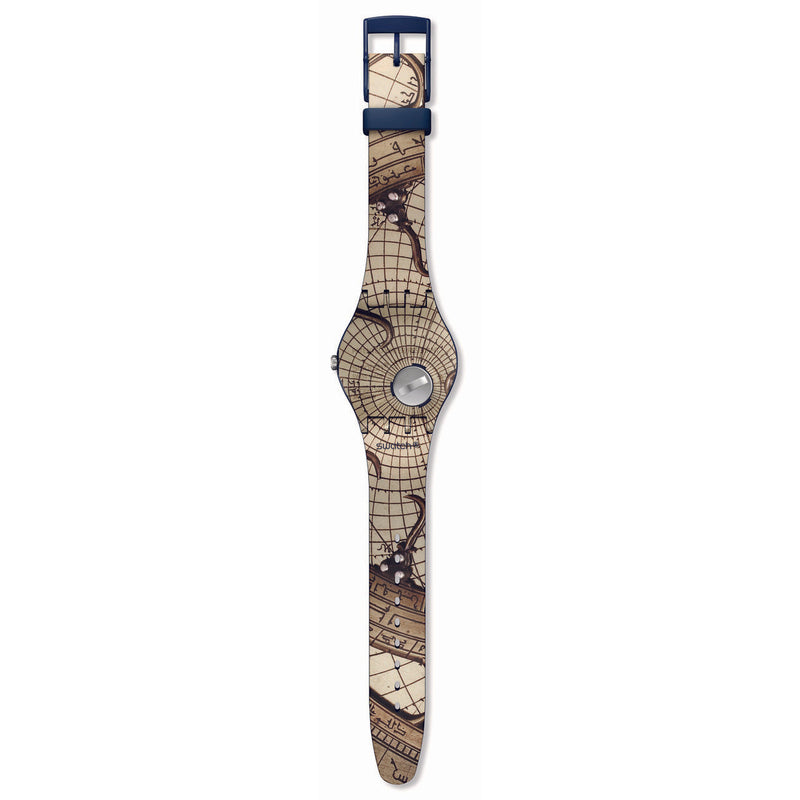 Analogue Watch - Swatch The Great Wave By Hokusai & Astrolabe Men's Swatch Blue Watch SUOZ351