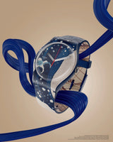 Analogue Watch - Swatch The Great Wave By Hokusai & Astrolabe Men's Swatch Blue Watch SUOZ351