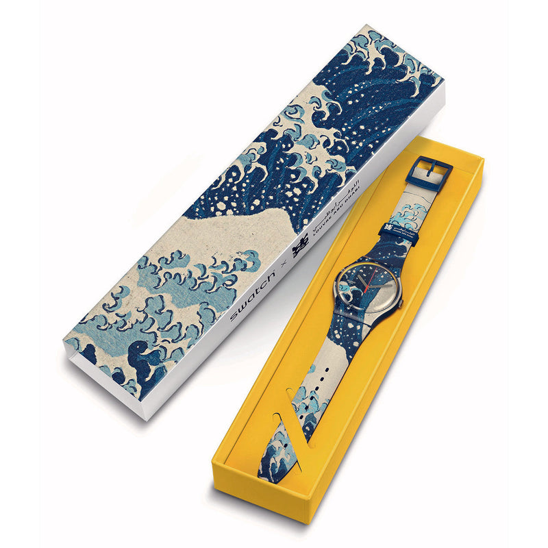 Analogue Watch - Swatch The Great Wave By Hokusai & Astrolabe Men's Swatch Blue Watch SUOZ351