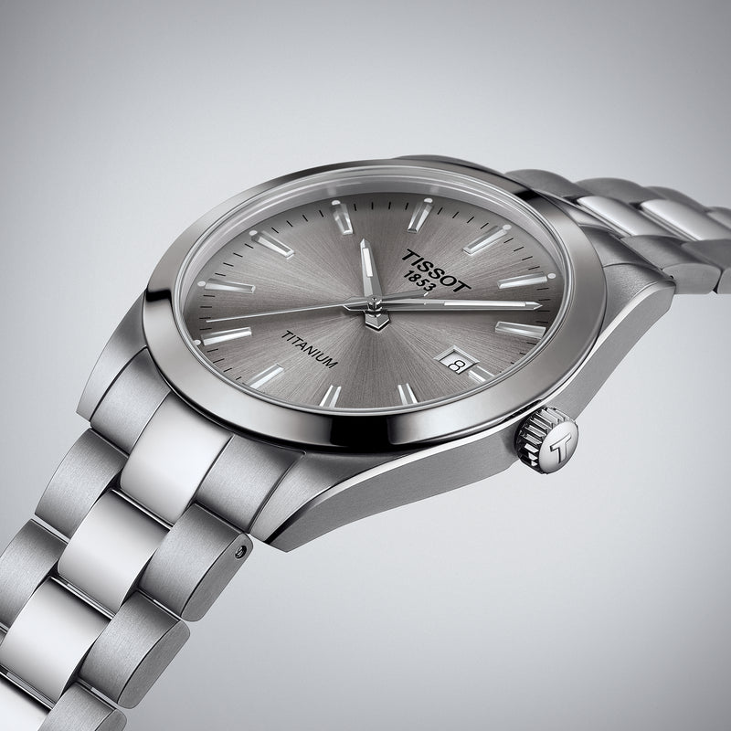 Analogue Watch - Tissot Gentleman Titanium Men's Grey Watch T127.410.44.081.00